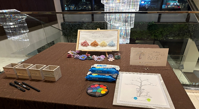 名古屋の結婚式場ビアンカーラヒルサイドテラスで人気のウェルカムグッズゲストに喜ばれるおしゃれなウェルカムグッズのディスプレイ例